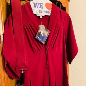NWT ModCloth Candy Floss Burgundy Jumpsuit Sz. L